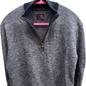 UntuckIt Belgurdo Jacquard 1/4 Zip Merino Wool Sweater Men's XL Navy Gray